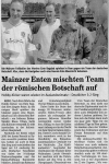 Presseartikel über die Romreise in der Mainzer Rhein Zeitung